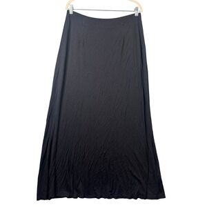 Eileen Fisher Womens Black Rayon Lycra Stretch Jersey Maxi Skirt Size M